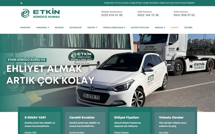 Aliağa Etkin Sürücü Kursu web sitesi – aliagaetkinsurucukursu.com.tr