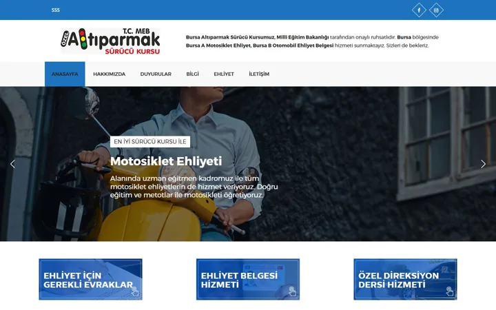 Altıparmak Sürücü Kursu web sitesi – altiparmaksurucukursu.com