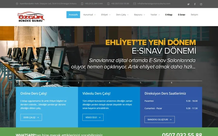 Ankara Özgür Sürücü Kursu web sitesi – ankaraozgursurucukursu.com