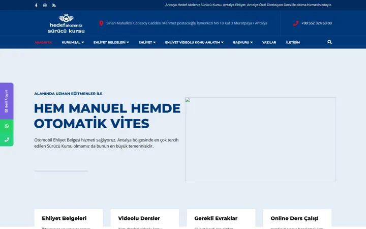 Hedef Akdeniz Sürücü Kursu web sitesi – antalyaehliyet.com