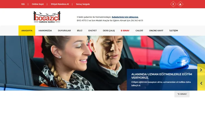 Boğaziçi Sürücü Kursu web sitesi – bogaziciehliyet.com