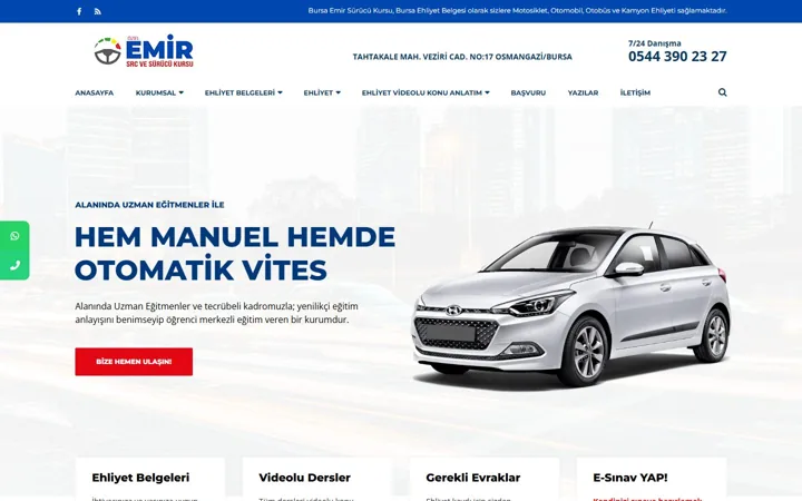 Bursa Emir Sürücü Kursu web sitesi – emirsurucukursu.com