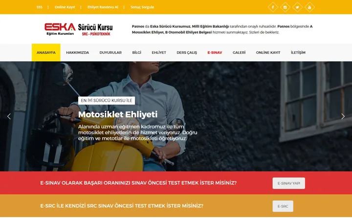 Patnos Eska Sürücü Kursu web sitesi – eskasurucukursu.com