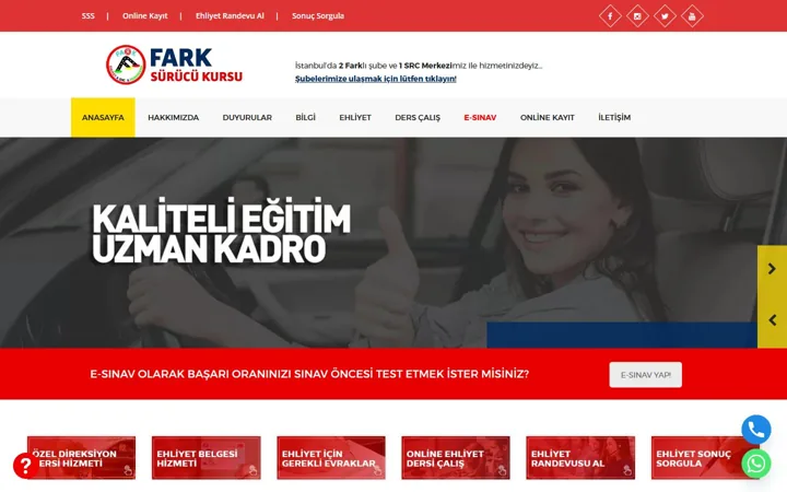 Fark Sürücü Kursu web sitesi – farksurucukursu.com