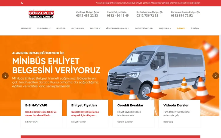 Ankara Gökalpler Sürücü Kursu web sitesi – gokalplersurucukursu.com