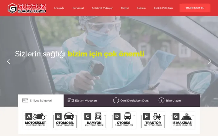 Gürbüz Sürücü Kursu web sitesi – gurbuzsurucukursu.com