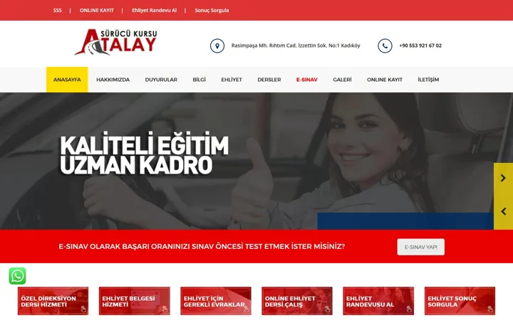 Kadıköy Atalay Sürücü Kursu web sitesi – kadikoyatalaysurucukursu.com