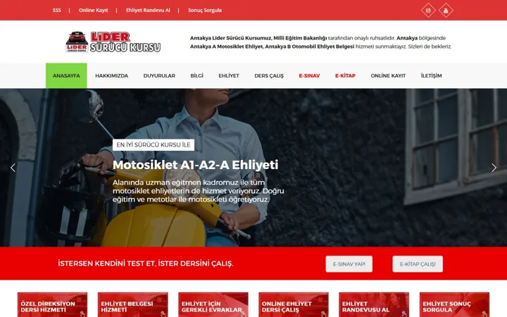Antakya Lider Sürücü Kursu web sitesi – liderehliyetantakya.com