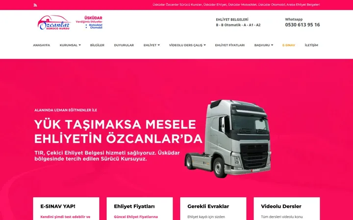 Özcanlar Sürücü Kursu web sitesi – ozcanlarsurucukursu.com.tr