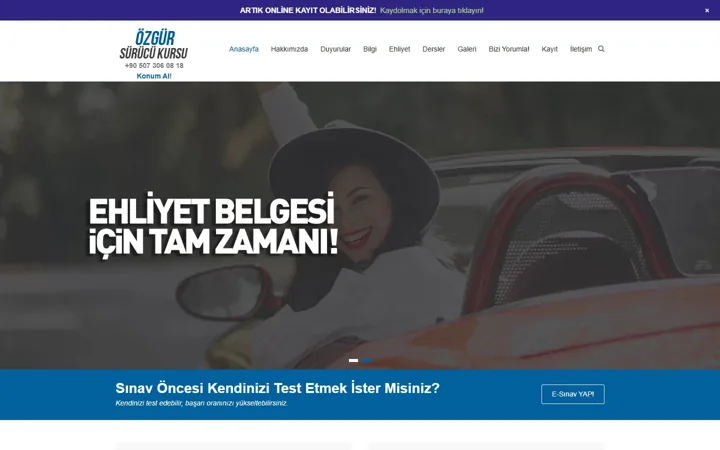 Kızılay Özgür Sürücü Kursu web sitesi – ozgursurucukursukizilay.com