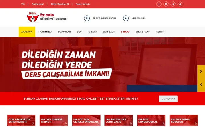 Öz Ofis Sürücü Kursu web sitesi – ozofissurucukursu.com