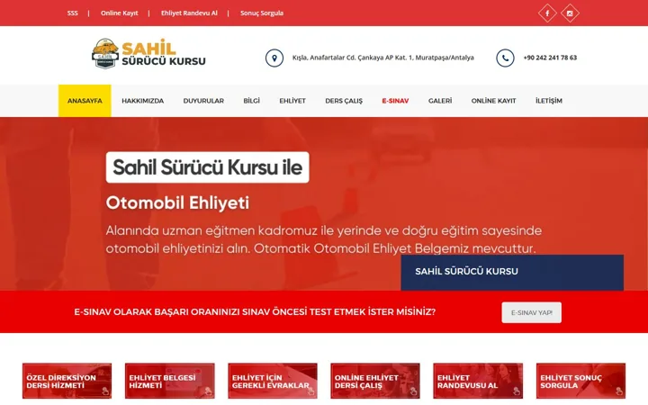 Sahil Sürücü Kursu web sitesi – sahilsurucukursu.com.tr