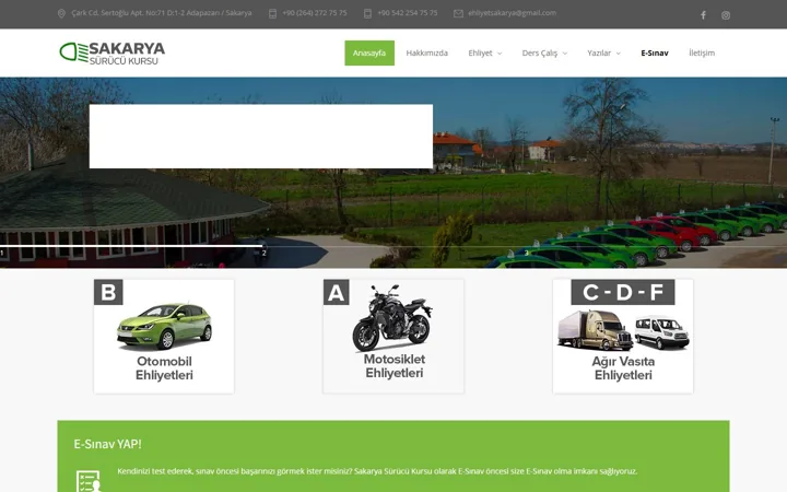 Sakarya Sürücü Kursu web sitesi – sakaryasurucukursu.com