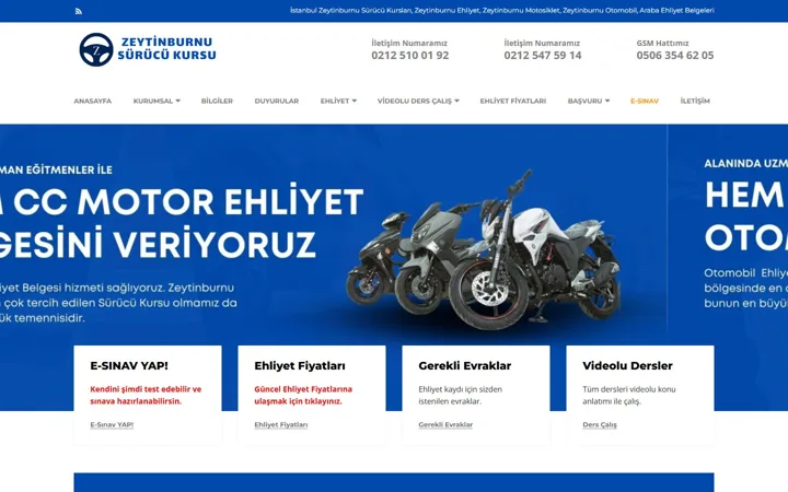 Zeytinburnu Sürücü Kursu web sitesi – zeytinburnusurucukursu.com