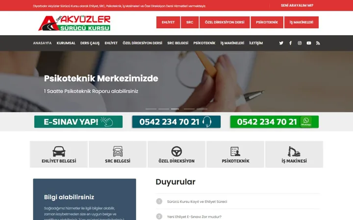 Akyüzler Sürücü Kursu web sitesi – akyuzlersurucukursu.com.tr