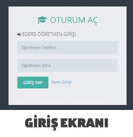 Sürücü Kursu E-Ders Uygulaması – Öğretmen giriş ekranı